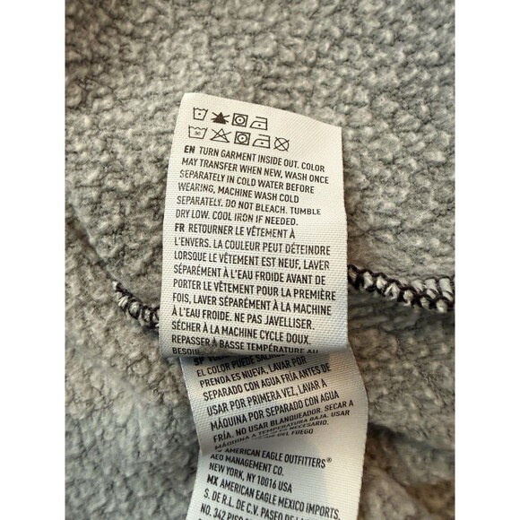 American Eagle Long Sleeve Grey Acid Washed Pullover Crew Neck Sweatshirt Small - Picture 5 of 8